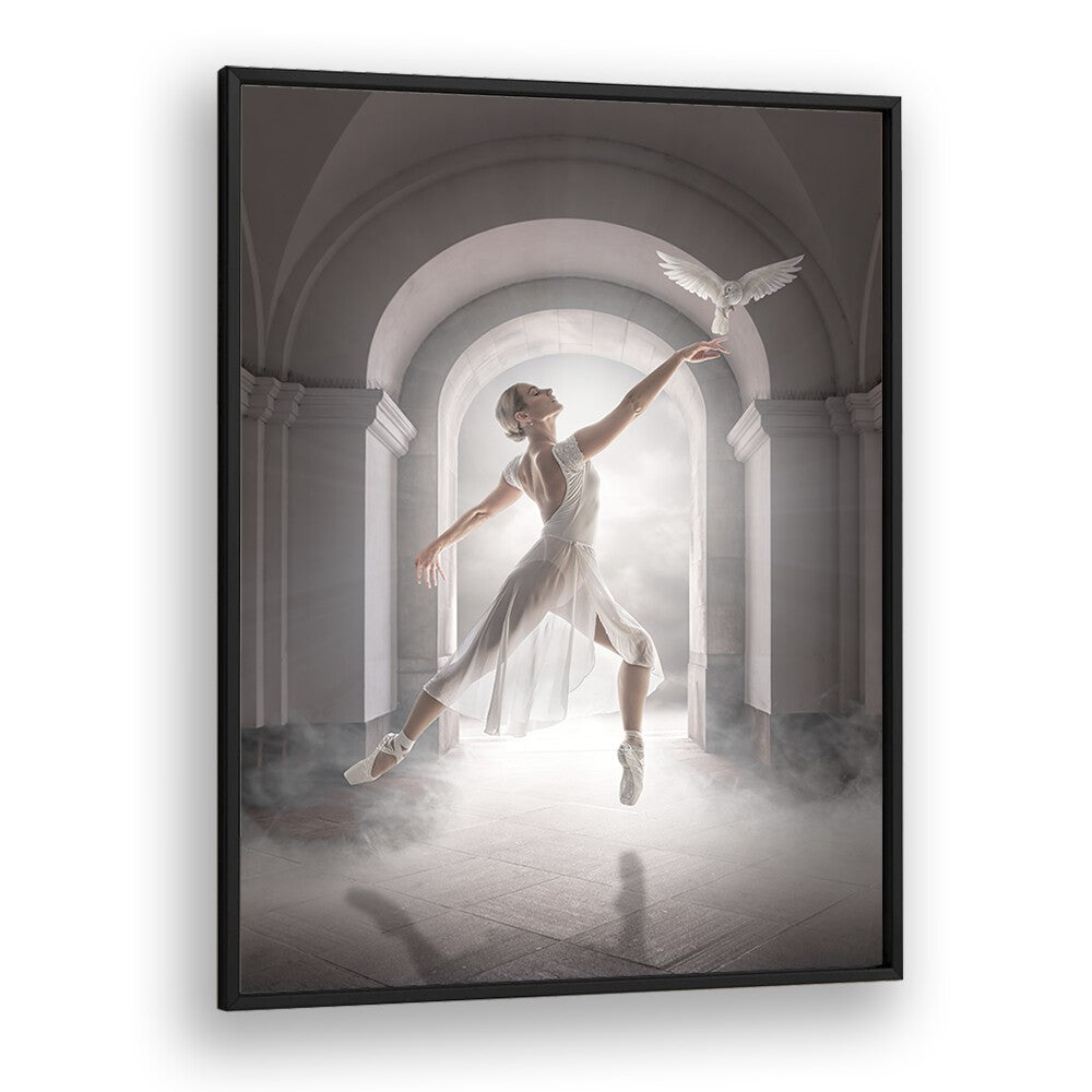 Whimsical BIRD DANCE, PHOTOGRAPHY PRINTS showcasing a dancer with a bird in a surreal, enchanting setting.