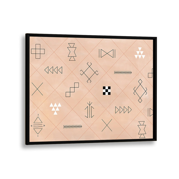 Stylish SYMBOLS, BOHO ART PAINTINGS featuring geometric designs on a warm background, perfect for modern decor.