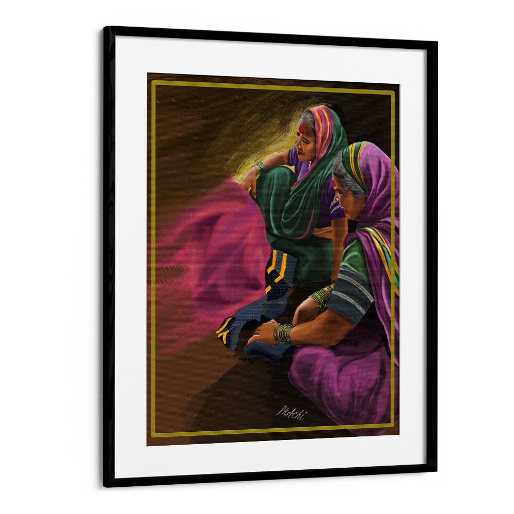 Maharashtrian women weaving Godhadi in the JOY OF WEAVING, INDIAN ART PAINTINGS, showcasing their life experiences.