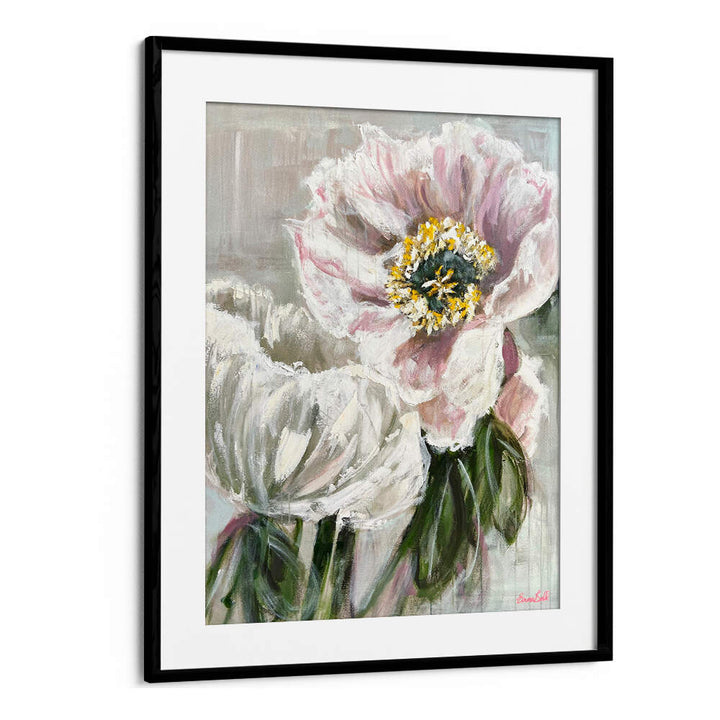 Delicate white and pink flowers in a stunning floral flower painting, perfect for modern art lovers.