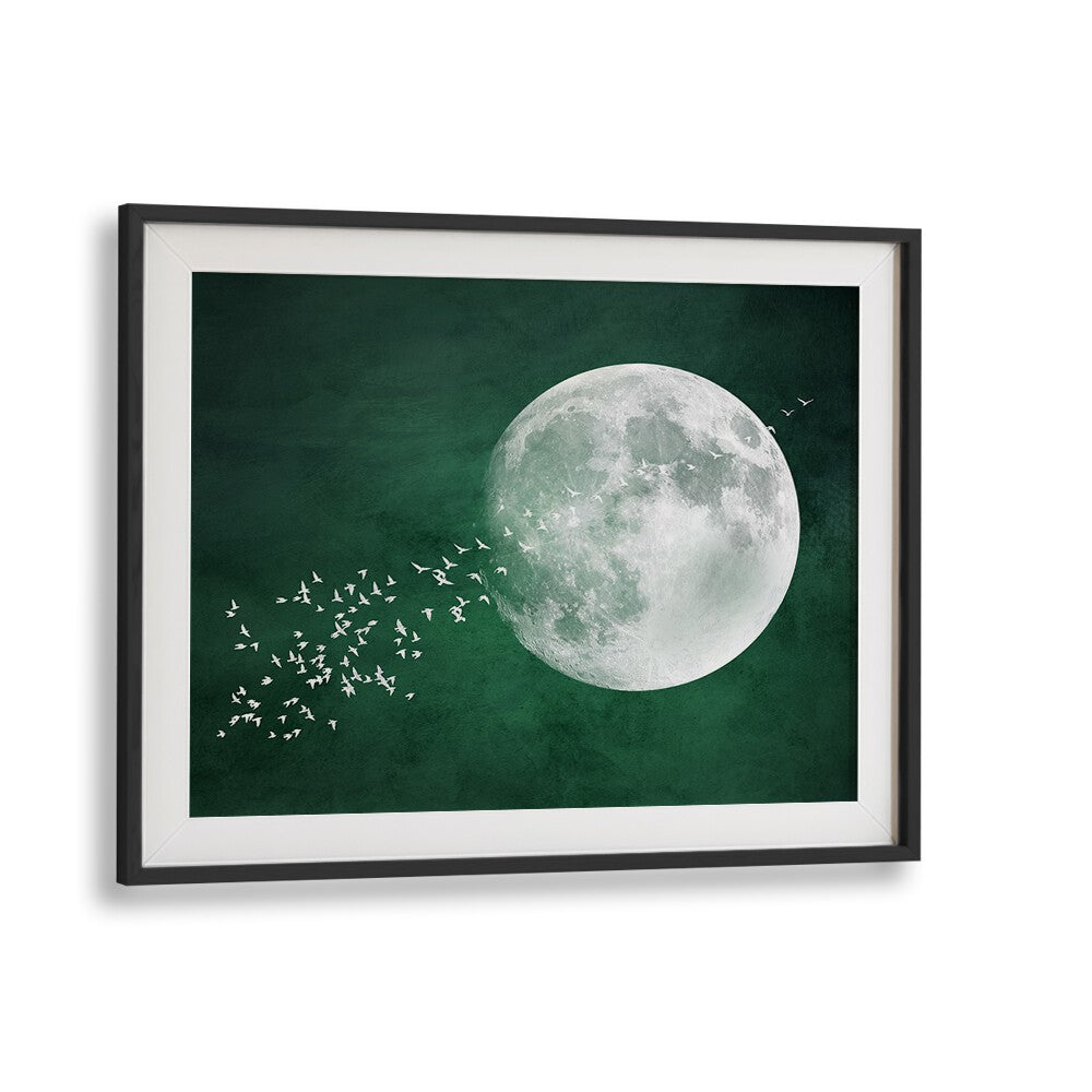 Celestial beauty meets tranquility in "Emerald Moon," stunning landscape paintings for your home decor.