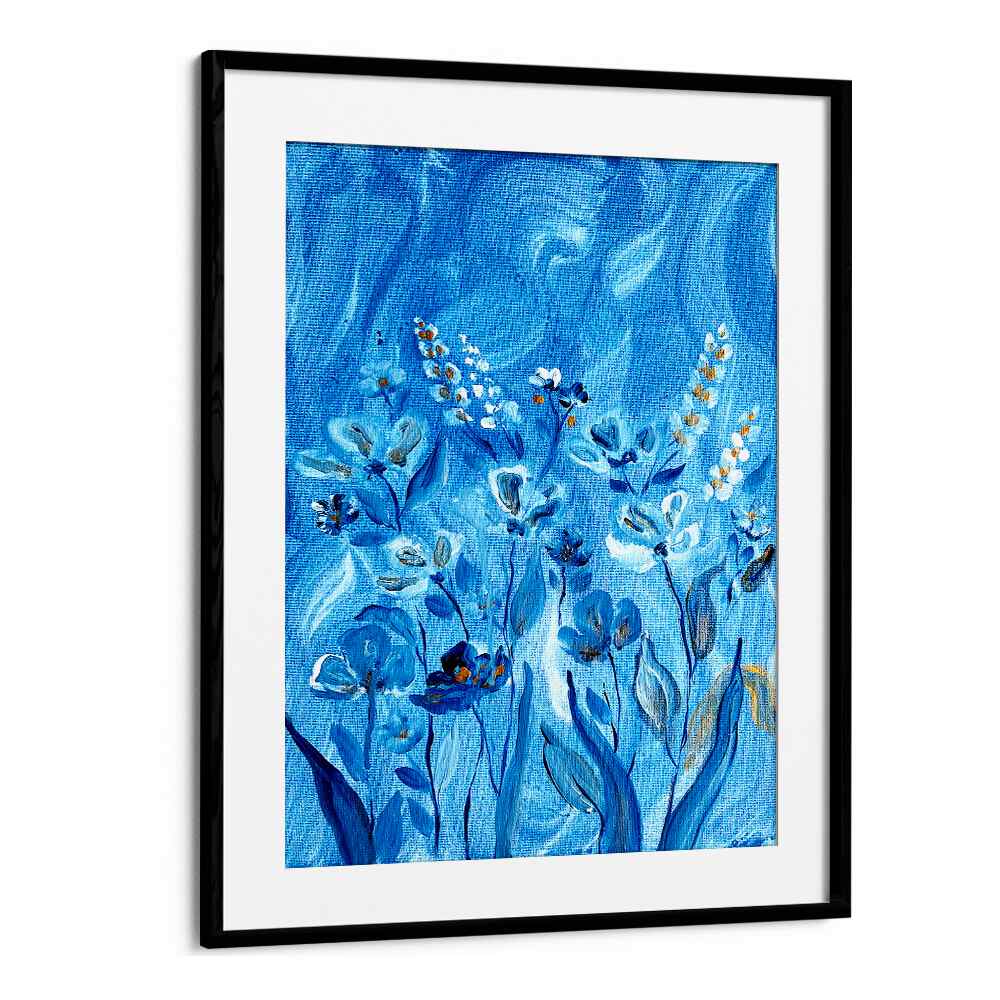Elegant SHADOWS, FLORAL FLOWER PAINTINGS in vibrant blue hues, perfect for adding charm to any space.