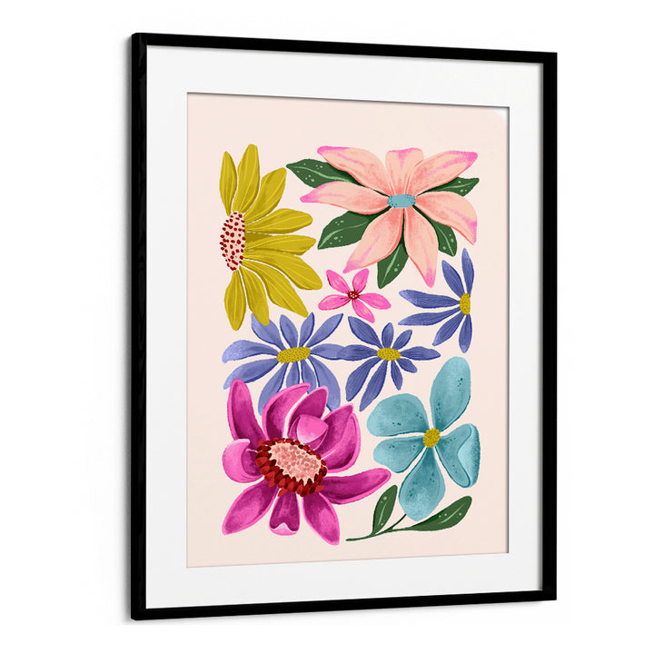 Brightly colored floral flower paintings showcased in a stunning flower puzzle by BLACKMOUNT. Perfect for nature lovers!