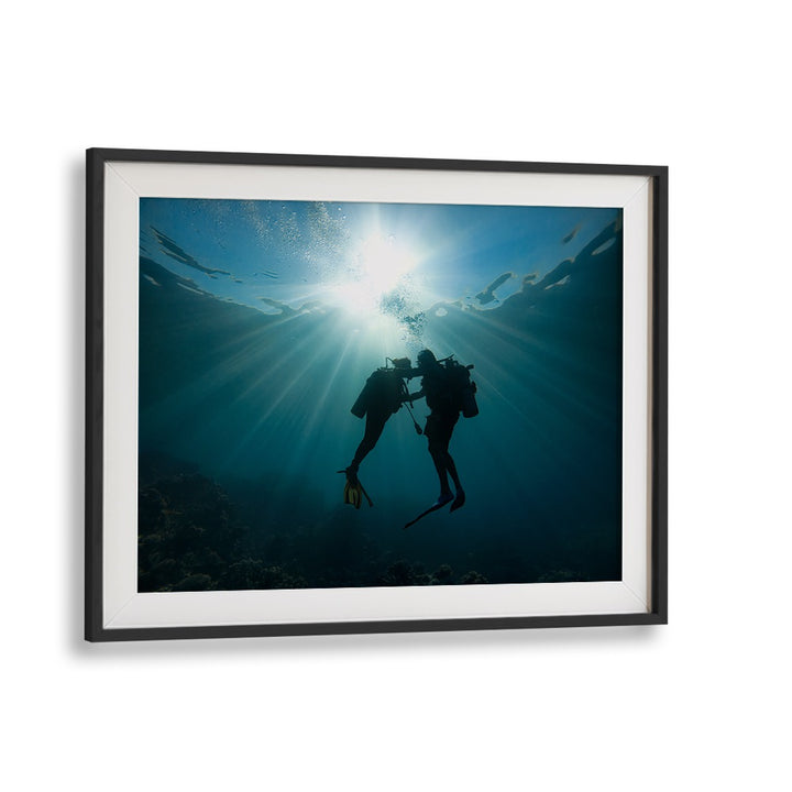 Underwater scene showcasing divers, perfect for your home. Explore TRUST ME, PHOTOGRAPHY PRINTS for stunning art.