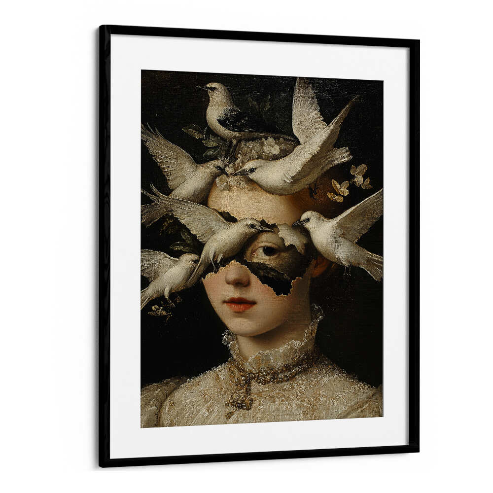 WOMAN WITH WHITE BIRDS