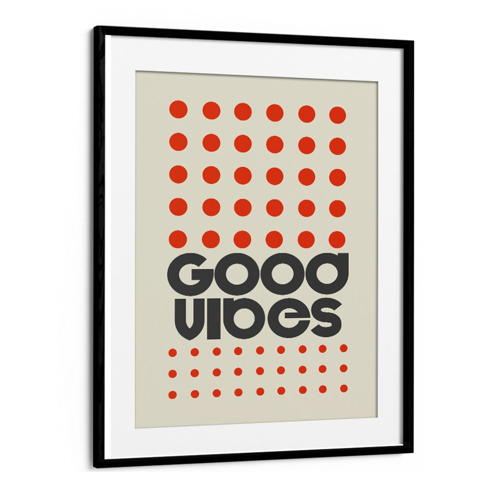 Bright GOOD VIBES ORANGE, QUOTES poster featuring bold typography, perfect for uplifting any space.