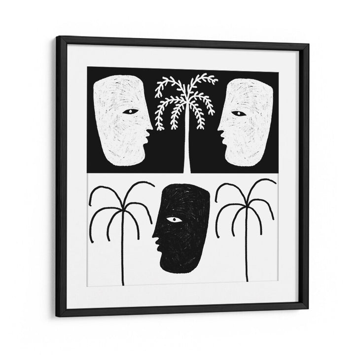 Stylish YEARNING I, BOHO ART PAINTINGS featuring bold faces and palm trees for modern home decor elegance.