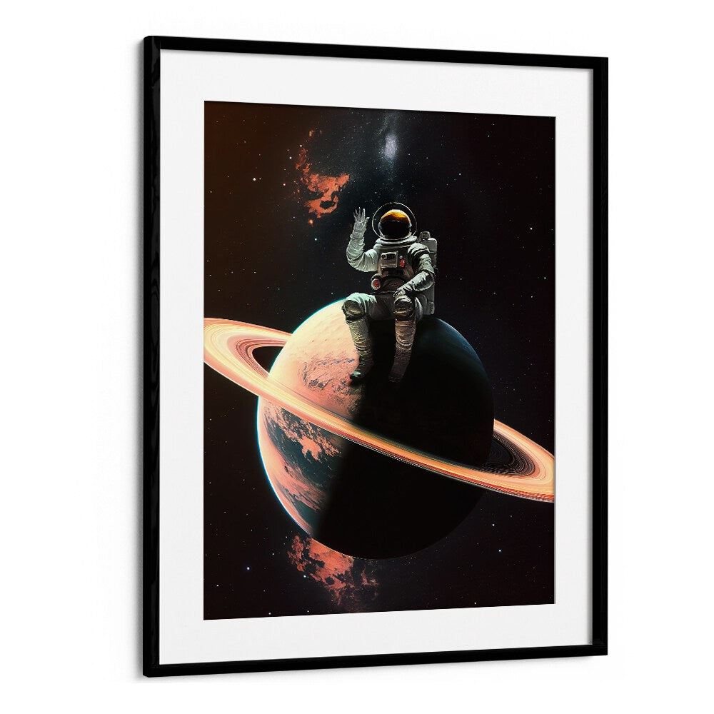 Transform your space with MY SPACE SAFE, ALTERED ART PRINTS featuring an astronaut on a stunning planet backdrop.