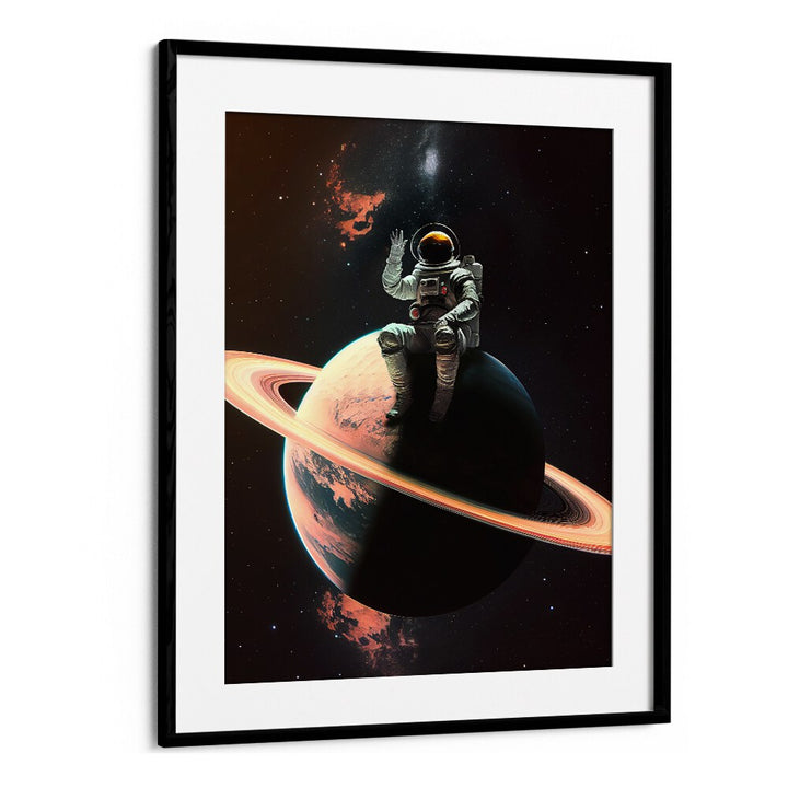 Transform your space with MY SPACE SAFE, ALTERED ART PRINTS featuring an astronaut on a stunning planet backdrop.