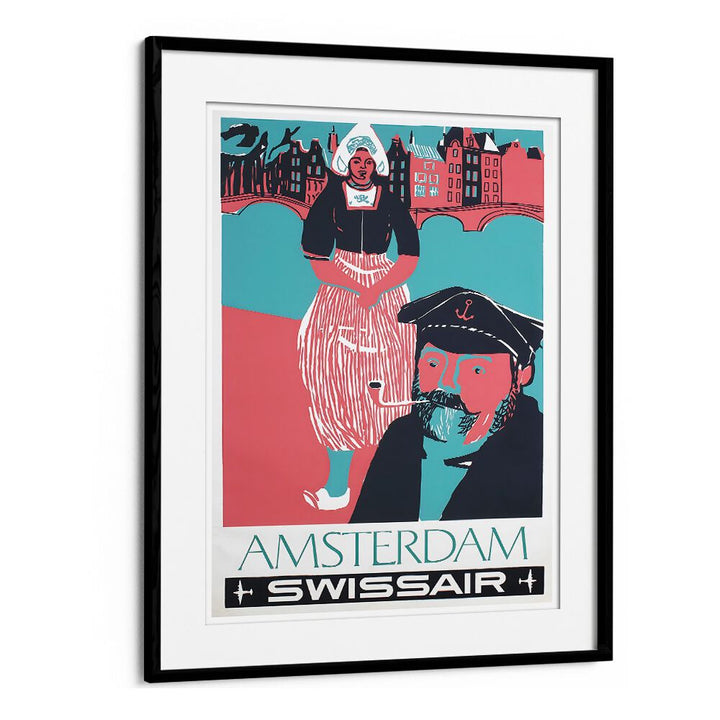 Colorful AMSTERDAM II, VINTAGE TRAVEL POSTERS showcase iconic Dutch culture and charm for your home decor.