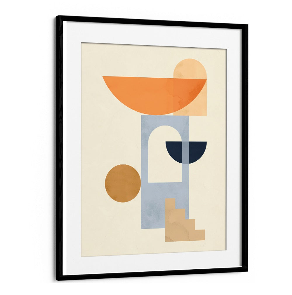 Geometric shapes in warm tones, showcasing COMPOSITIONS VII, BOHO ART PAINTINGS for a stylish home decor.