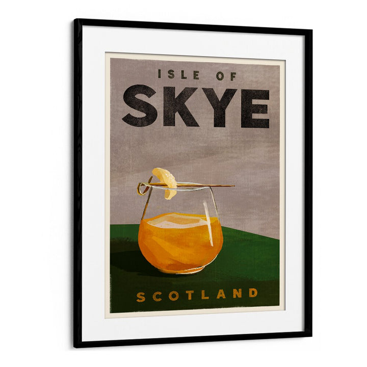 Stylish Isle of Skye cocktail art captures Scotland's charm, perfect for any bar or cafe decor.