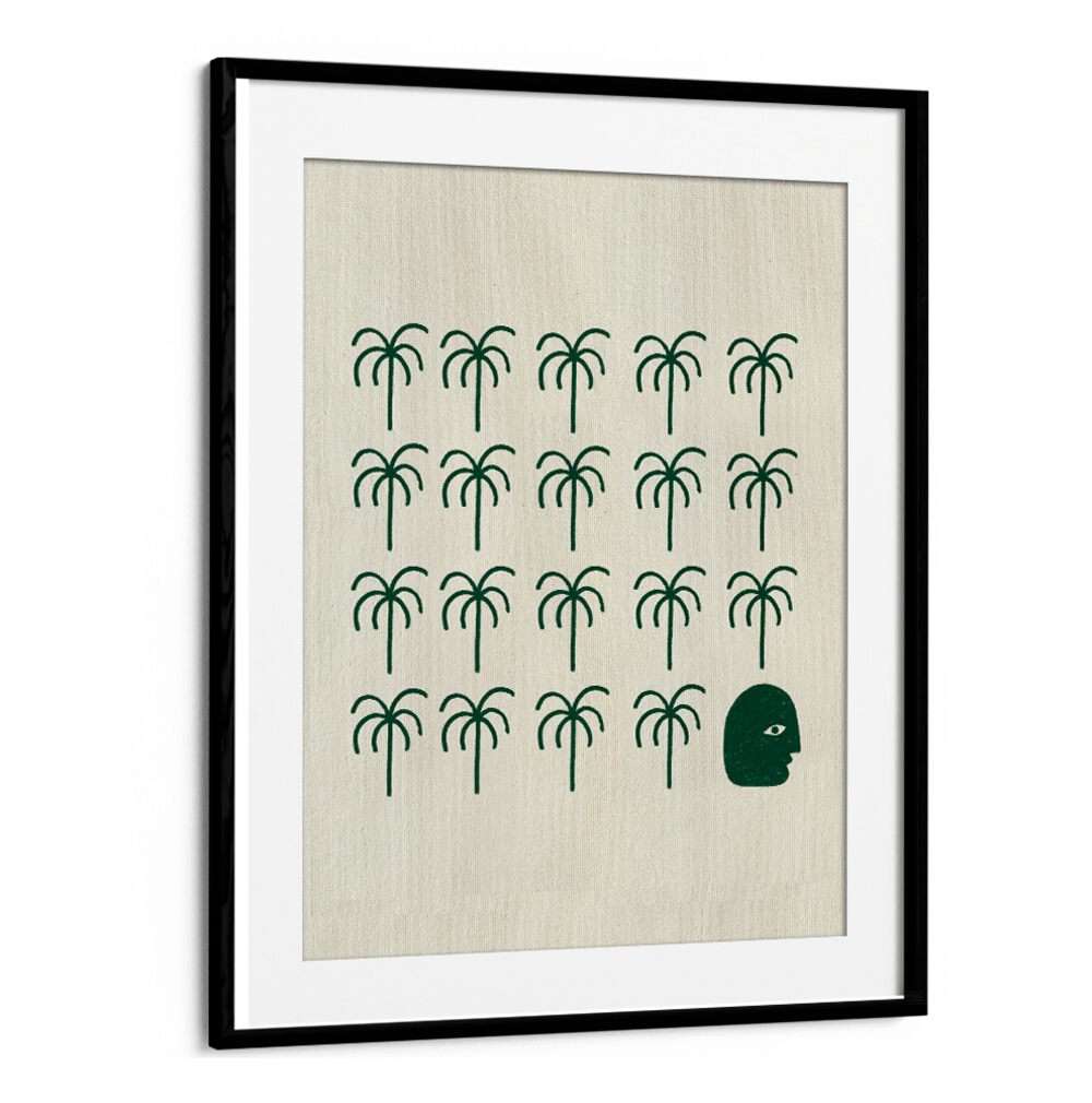 Stylish ROOTS, BOHO ART PAINTINGS featuring palm trees and a unique face design, perfect for modern decor.
