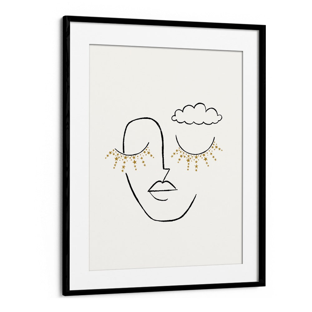 Stylish DAYDREAMER, LINE ART PAINTINGS featuring a serene face design, perfect for modern home decor.