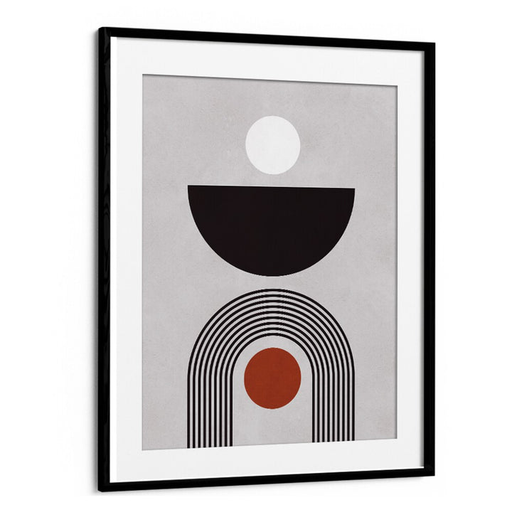 Abstract LINES AND CIRCLES XV, BOHO ART PAINTINGS featuring geometric shapes in black and white, perfect for modern decor.