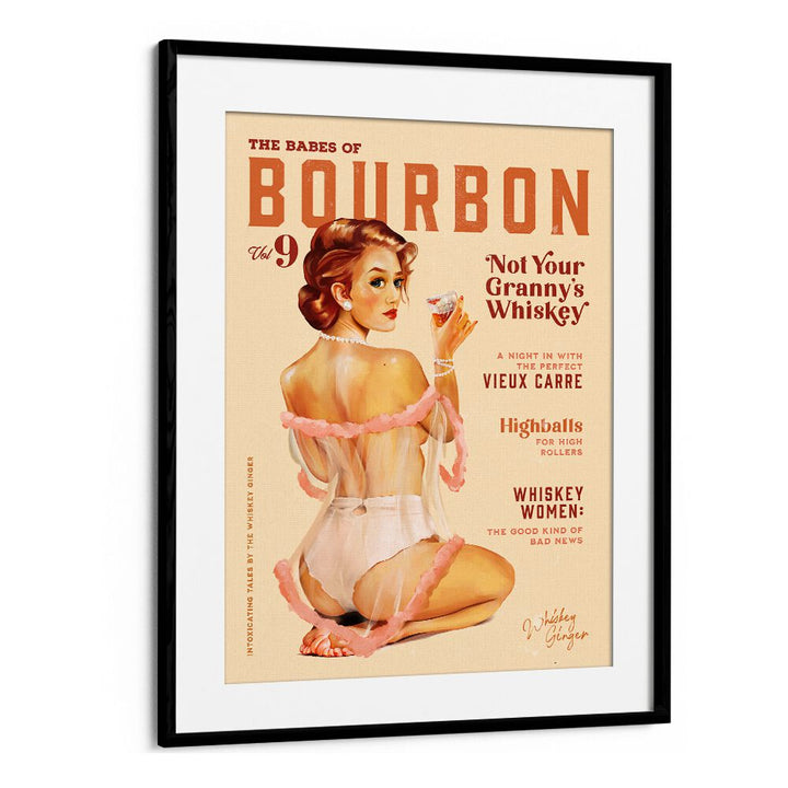 Whiskey Babes, Bar art featuring vintage pinup with bourbon charm, perfect for any spirited nightlife setting.