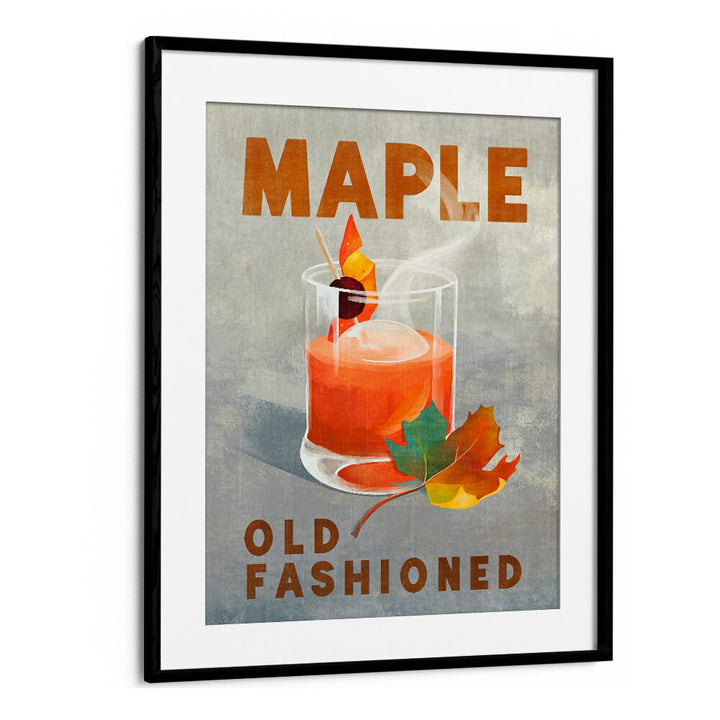 Stylish Maple Old Fashioned bar art print, perfect for enhancing your cocktail space at home or in a café.