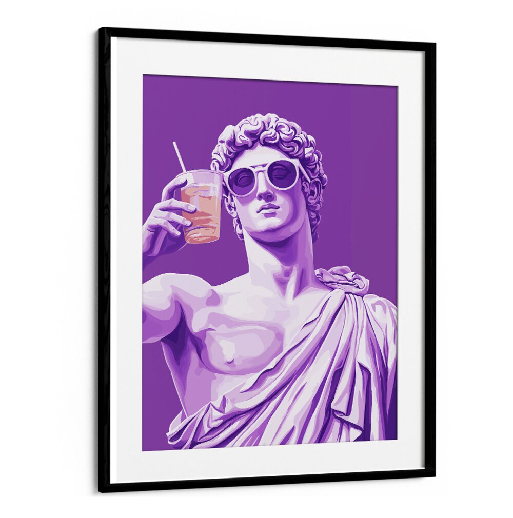 GREEK STATUE CHEERS, POP ART PAINTINGS brings timeless elegance and joy to any space with its vibrant design.