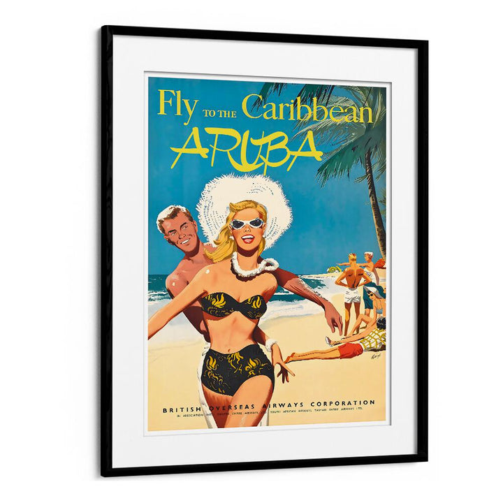 Bright vintage travel poster featuring Aruba, perfect for adding a tropical touch with ARUBA I, VINTAGE TRAVEL POSTERS.