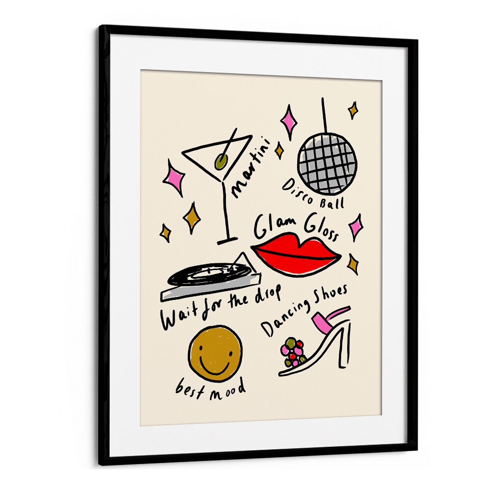 Colorful RETRO DISCO I, FASHION POSTERS featuring disco-themed illustrations to enhance your home decor.