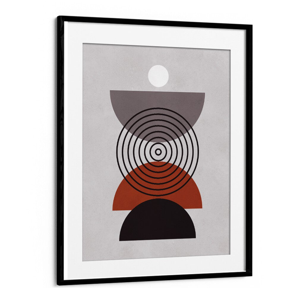 Stylish LINES AND CIRCLES XI, BOHO ART PAINTINGS in a modern frame, perfect for enhancing any creative space.
