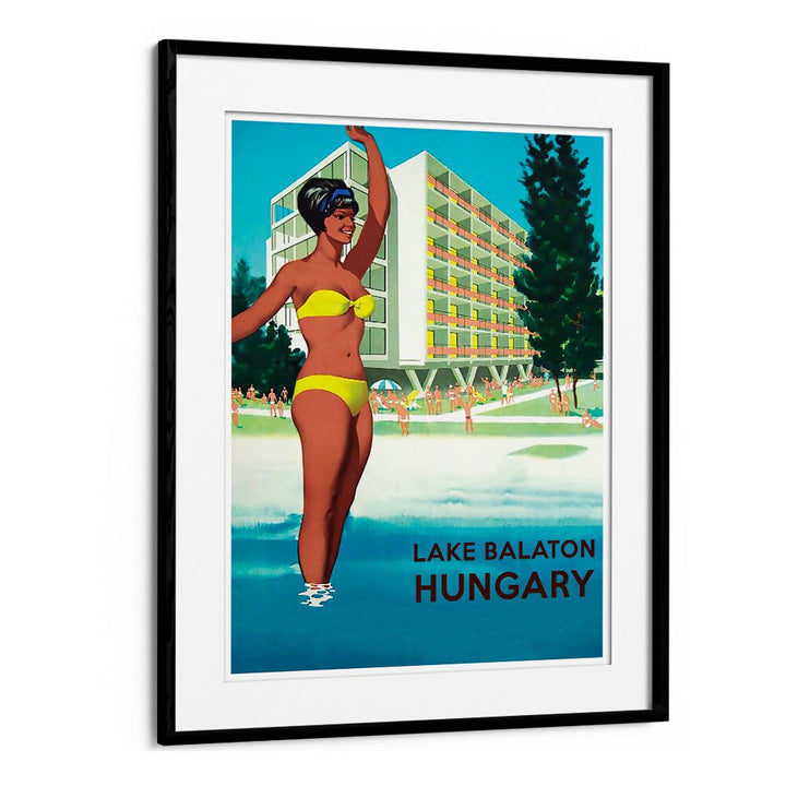 Vintage travel poster showcasing Lake Balaton, celebrating HUNGARY, VINTAGE TRAVEL POSTERS' charm and elegance.