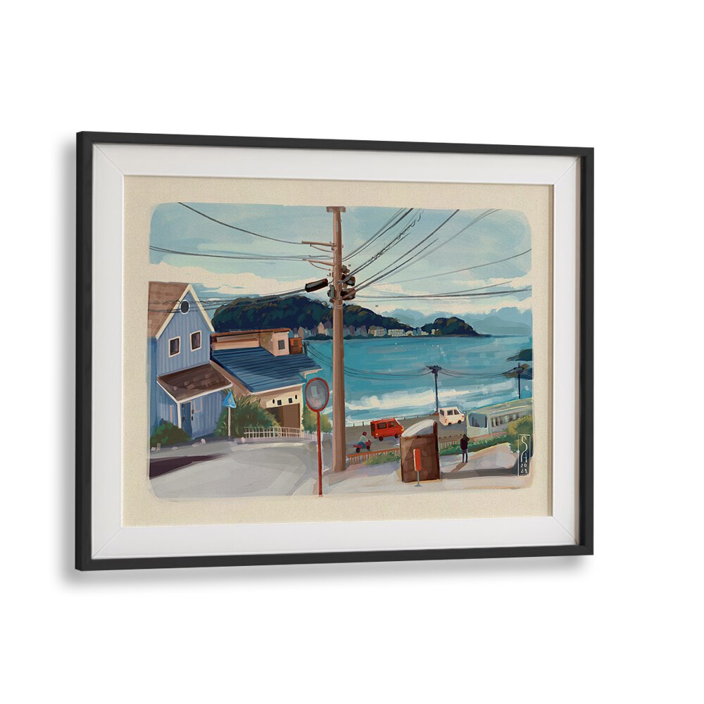 Colorful Japan City Travel Posters showcasing vibrant coastal scenery, perfect for adding charm to your space.