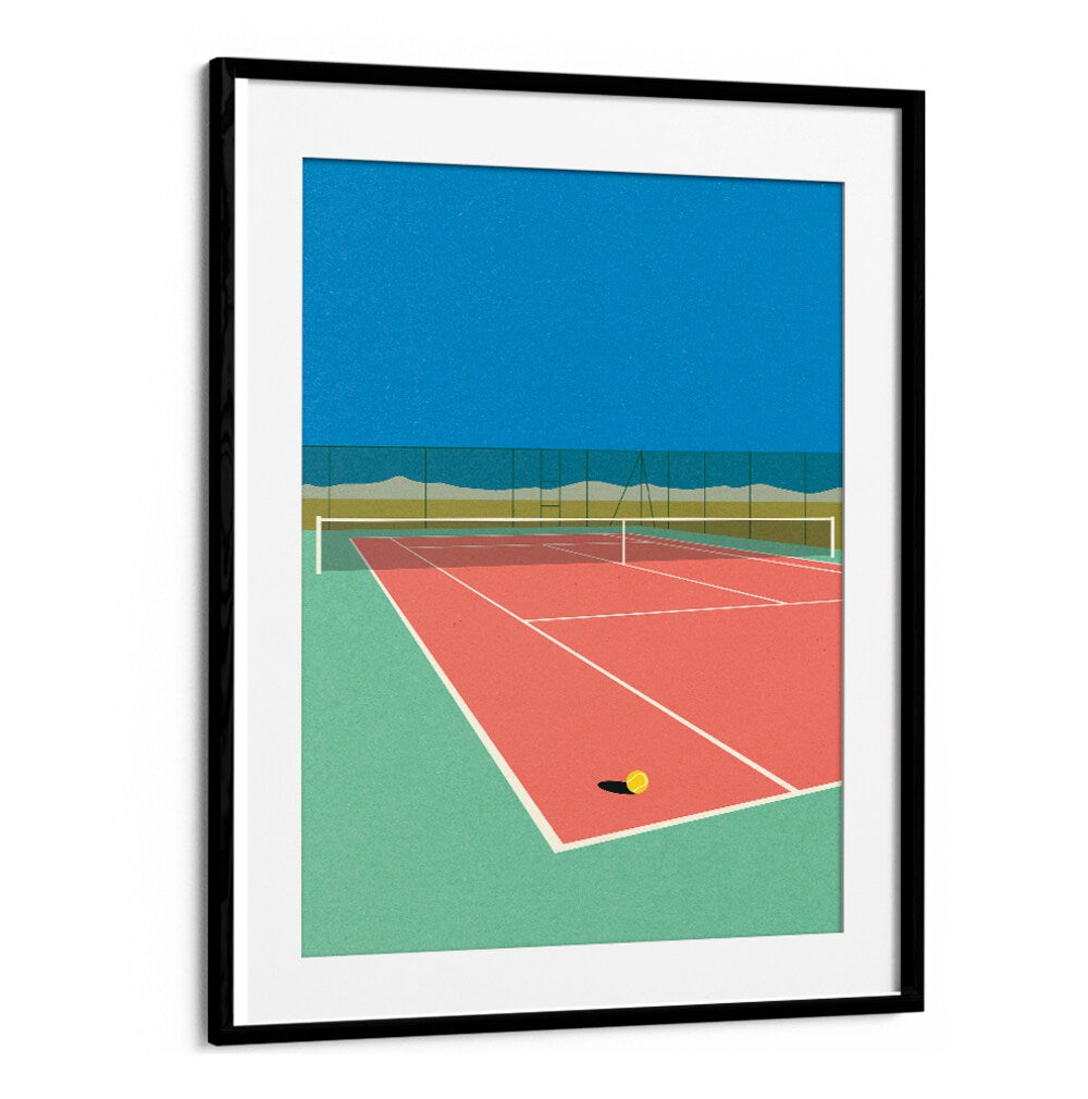 Vibrant TENNIS COURT IN THE DESERT, SPORTS POSTERS blend natural beauty and sport, perfect for any tennis enthusiast.
