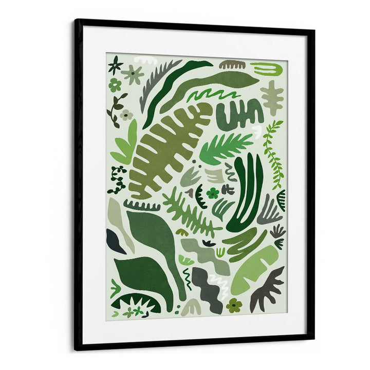 Vibrant GREEN GARDEN, FLORAL FLOWER PAINTINGS showcasing botanical shapes and colors perfect for home decor.