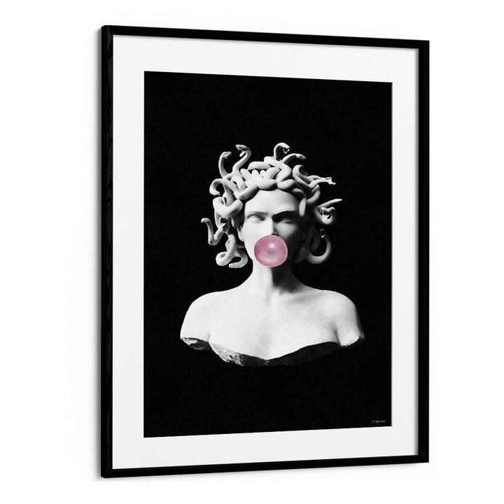 Medusa Pink Bubblegum, Altered Art Prints by Underdott showcases the mythical figure with a playful twist.