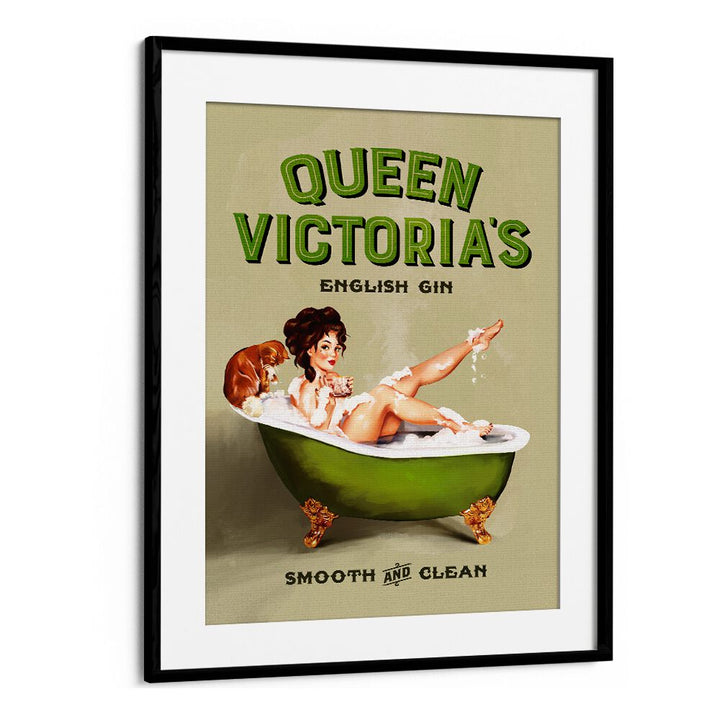 Queen Victoria, portraits of a pinup girl in a vintage gin bath, showcasing elegance and charm. Perfect for decor.