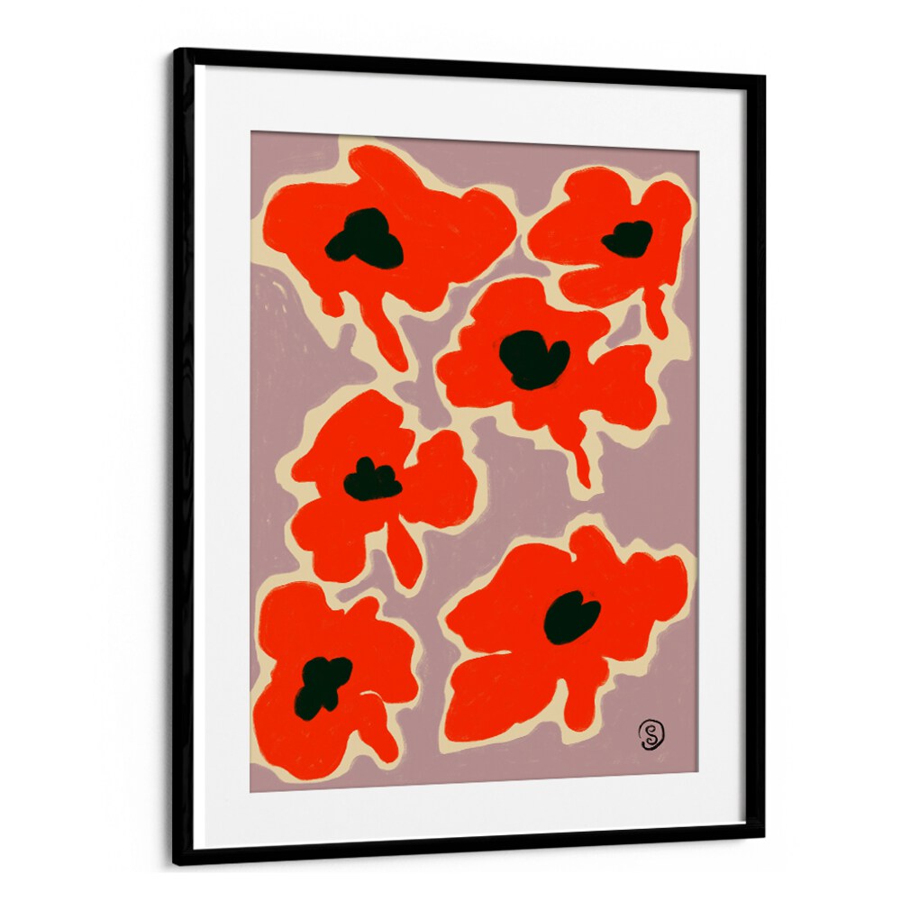 Vibrant POPPY, FLORAL FLOWER PAINTINGS add elegance to your space, showcasing stunning red blooms against a soft background.