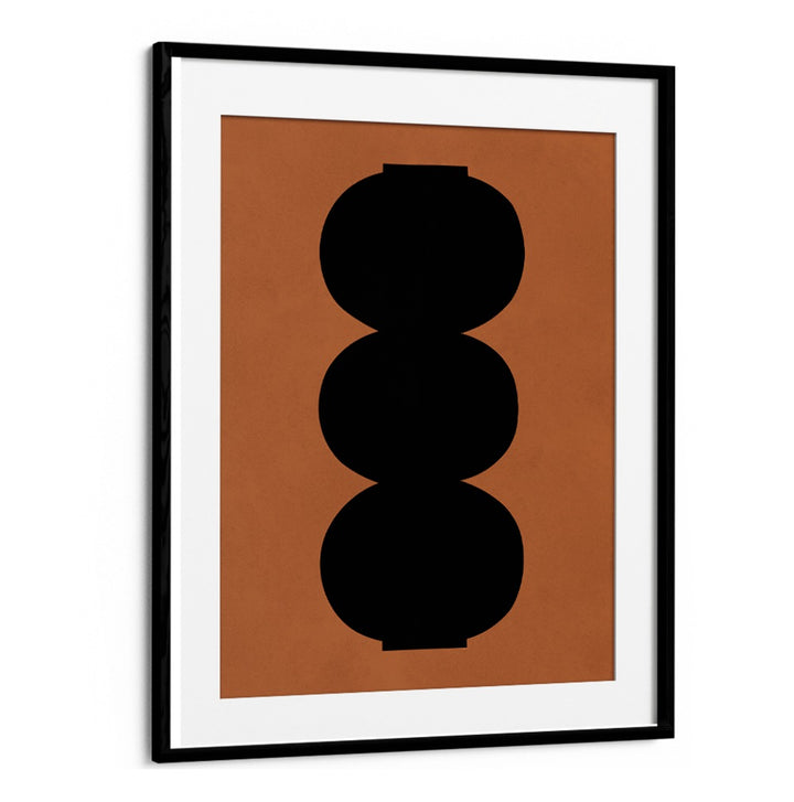 Bold black shapes against a warm background define the TRIBAL SHAPES XIV, GEOMETRIC ART PRINTS for modern decor.