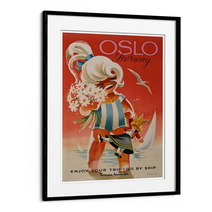 Bright and charming OSLO, VINTAGE TRAVEL POSTERS capture Norway's essence, perfect for adding wanderlust to any space.
