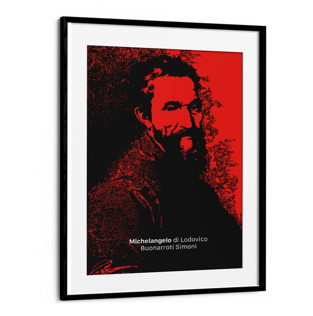 Striking MICHELANGELO, PORTRAITS artwork featuring a bold design to elevate your space with timeless elegance.