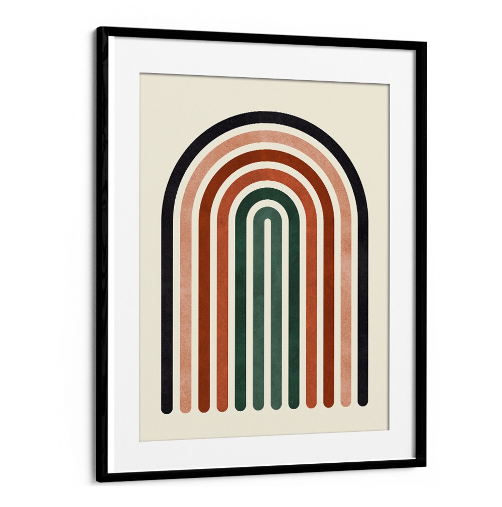 Colorful LINES AND ARCS V, BOHO ART PAINTINGS featuring layered arches, perfect for modern decor.