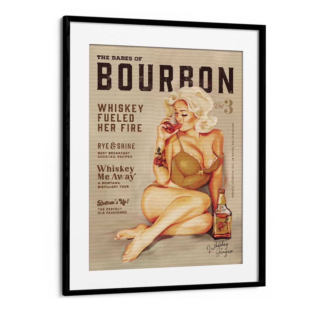 Vintage Bourbon Girl art piece enhances your bar decor with charm and elegance, perfect for whiskey lovers.
