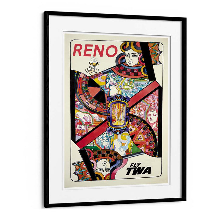 Colorful RENO, VINTAGE TRAVEL POSTERS showcase the charm of Reno's rich culture, perfect for any art-loving space.