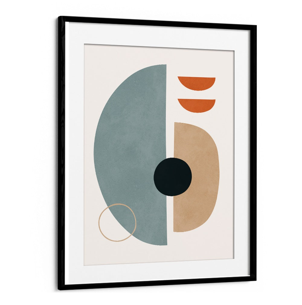 Abstract design featuring blue and beige shapes, perfect for modern decor. Explore SEMICIRCLES VII, BOHO ART PAINTINGS.