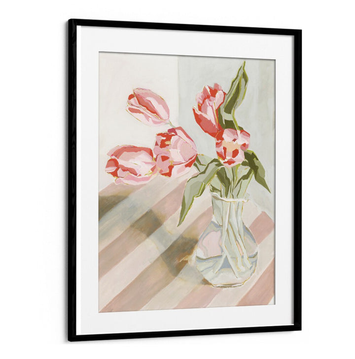 Vibrant tulips in a vase, adding elegance and natural beauty to any space, perfect for home decor. TULIPS IN A VASE.