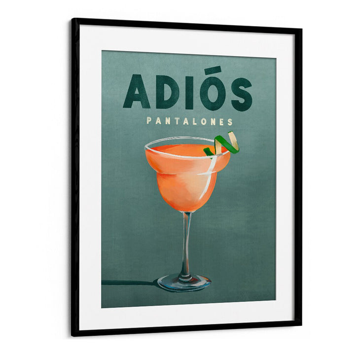 Stylish PANTALONES, BAR art print featuring a vibrant cocktail, perfect for enhancing any bar or lounge decor.