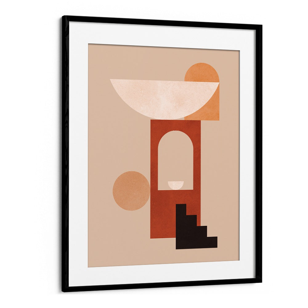 Striking GEOMETRIC COMPOSITION II, BOHO ART PAINTINGS, features abstract shapes in warm tones, perfect for modern decor.