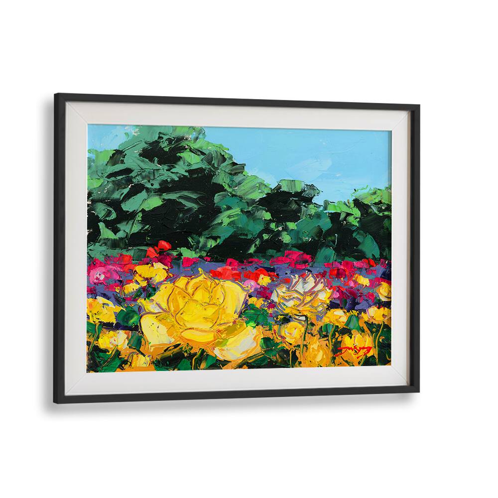 Vibrant WILD ROSE CANVAS, FLORAL FLOWER PAINTINGS showcasing colorful blooms in a stunning landscape. Perfect decor choice!