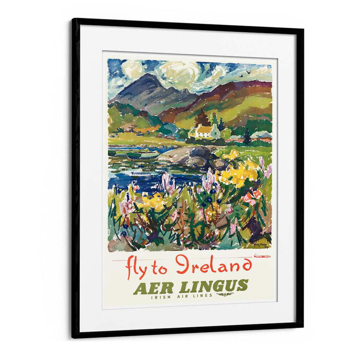 FLY TO IRELAND, VINTAGE TRAVEL POSTERS featuring lush landscapes and iconic scenery from Ireland, perfect for any decor.