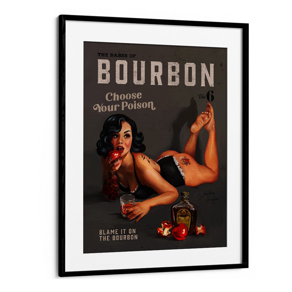 Transform your space with stunning BABES OF BOURBON, BAR art featuring a captivating pinup design.
