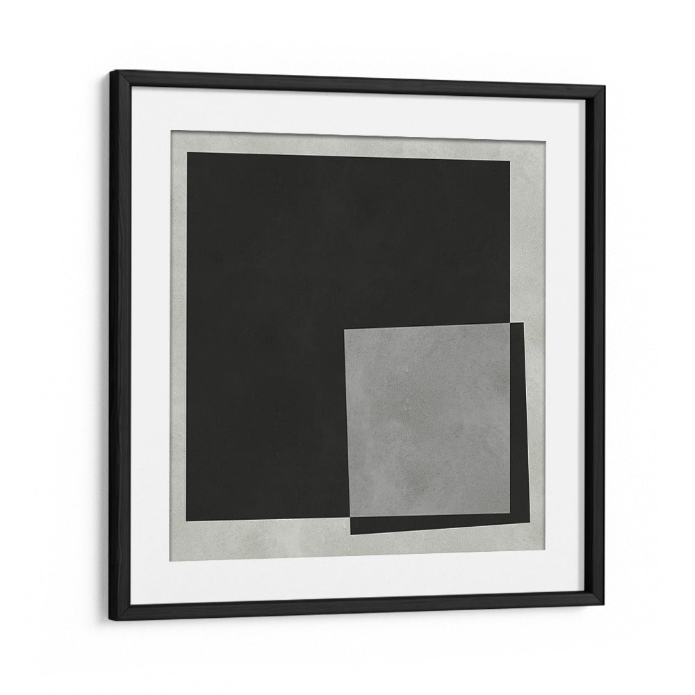 Stylish MODERN SHAPES III, GEOMETRIC ART PRINTS in a sleek black frame, perfect for modern home decor elegance.