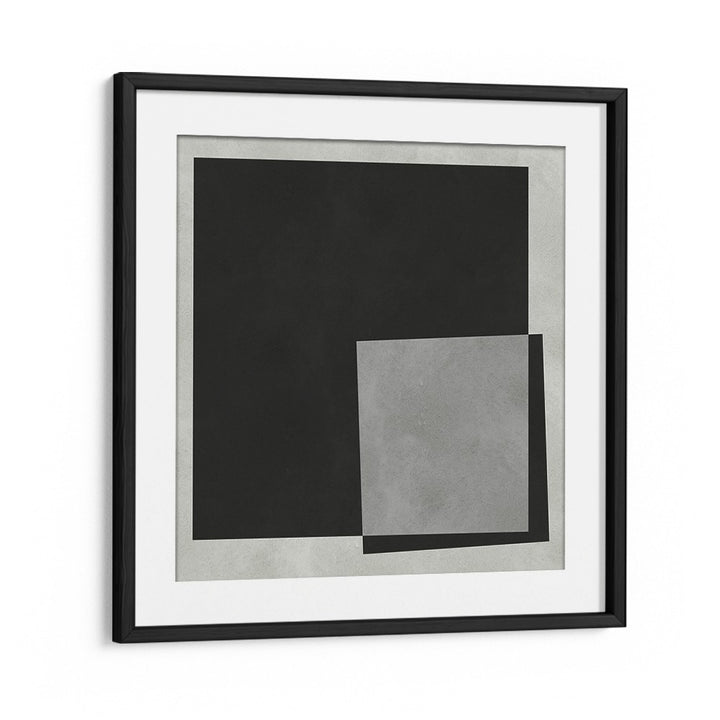 Stylish MODERN SHAPES III, GEOMETRIC ART PRINTS in a sleek black frame, perfect for modern home decor elegance.