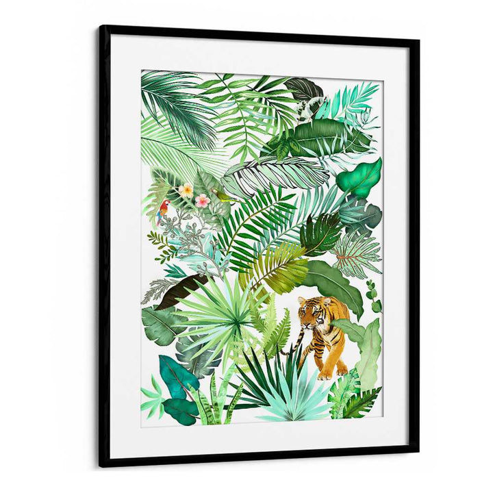 JUNGLE TIGER IV , FLORAL FLOWER PAINTINGS