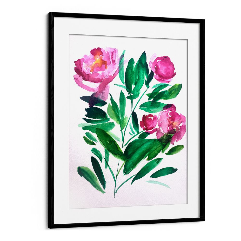 PEONIES III , FLORAL FLOWER PAINTINGS