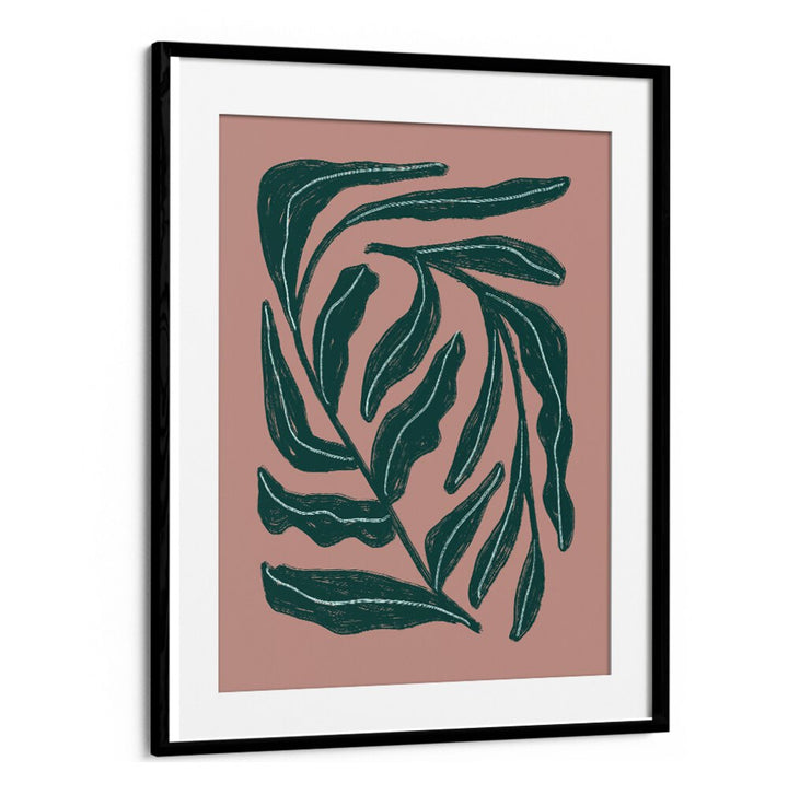 Stunning GREEN LEAVES, FLORAL FLOWER PAINTINGS on a pink backdrop, perfect for enhancing your space.